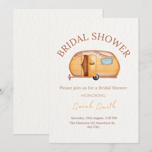 Vintage Boho Camper Bridal Shower Kaart (Voorkant / Achterkant)