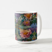 Vintage boho chic pastel bloemendragonfly Oma Koffiemok (Voorkant rechts)