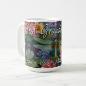 Vintage boho chic pastel bloemendragonfly Oma Koffiemok (Voorkant links)