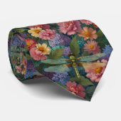 Vintage boho chic pastel bloemrijke tuin libel stropdas (Opgerold)