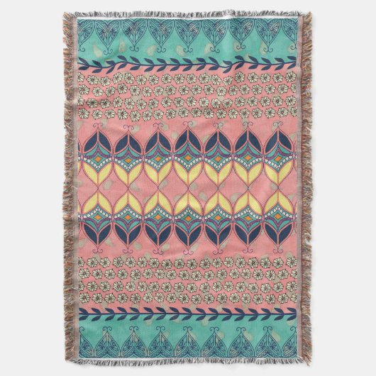 Vintage Boho Daisy Blanket Deken (Voorkant Verticaal)
