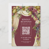 Vintage Boho Druiven Boog QR Code Moslim Bruiloft Kaart (Achterkant)