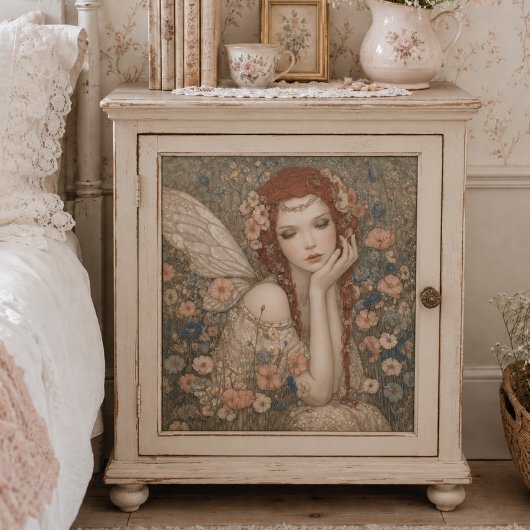 Vintage Boho Fee in Wildebloementuin Decoupage Tissuepapier