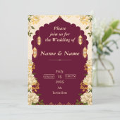 Vintage Boho Floral Wedding Invitation Card Kaart (Staand voorkant)