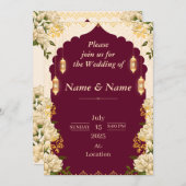 Vintage Boho Floral Wedding Invitation Card Kaart (Voorkant / Achterkant)