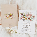 Vintage Boho Flower Bouquet Wedding Kaart<br><div class="desc">Deze fascinerende botanische bloemuitnodigingen zijn de perfecte aanraking voor je bloem-/tuinthemasje bruiloft. Pas de uitnodiging aan met uw details en als u de stijl en plaatsing van de tekst verder wilt herschikken,  drukt u op de knop "Klik om verder aan te passen".</div>