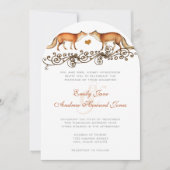 Vintage Boho Forest Foxes Wedding Invitation Kaart (Voorkant)