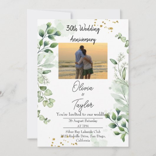 Vintage Boho Greenery Wedding Anniversary  Kaart (Voorkant)