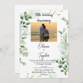 Vintage Boho Greenery Wedding Anniversary  Kaart (Voorkant / Achterkant)