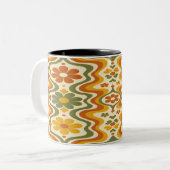 Vintage Boho Keramische Kop met Oranje Print (Voorkant links)