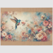 Vintage Boho Kolibrie en Bloemen Decoupage Tissuepapier (Voorkant)
