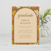Vintage Boho Landelijke Bloemboog Kader Afstuderen Aankondiging (Staand voorkant)