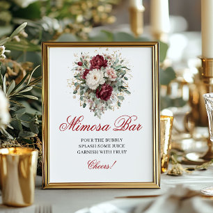 Vintage Boho Mimosa Bar Blush Burgundy Bord Poster