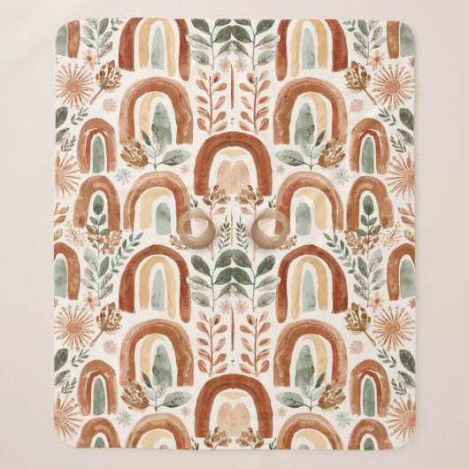 Vintage Boho Regenboog Sherpa Deken (Voorkant)