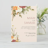 Vintage Boho Rustic Floral Wedding Invitation Kaart (Staand voorkant)