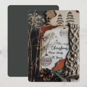 Vintage Boho Rustic Macrame Christmas Custom Text Feestdagenkaart (Voorkant / Achterkant)