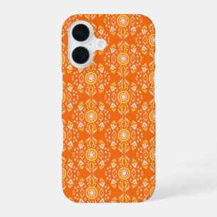 Vintage Boho-vormenpatroon in oranje en geel iPhone 16 Hoesje