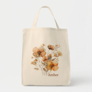 Vintage Boho Wilde Bloem Botanische Monogram Tote Bag
