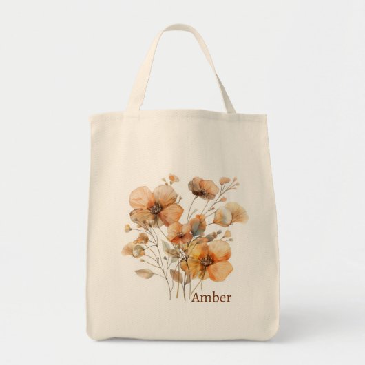 Vintage Boho Wilde Bloem Botanische Monogram Tote Bag (Voorkant)