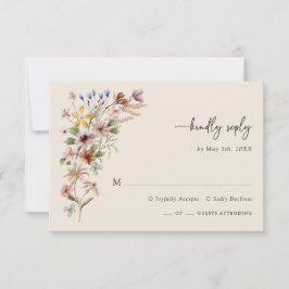 Vintage Boho Wilde Bloem RSVP Kaartje