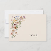 Vintage Boho Wilde Bloem RSVP Kaartje (Achterkant)
