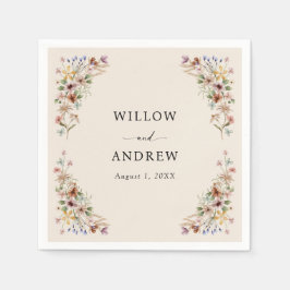 Vintage Boho Wildebloemen Bruiloft Servet