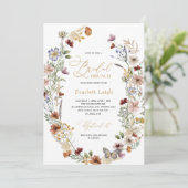 Vintage Boho Wildflower Garden Bridal Brunch Kaart (Staand voorkant)