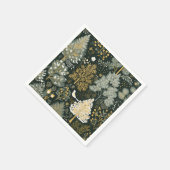 Vintage Boho Wit Groen Goud Kerstbomen Servet (Hoek)