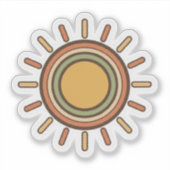 Vintage Boho Zon Sticker – Retro Minimaal Aards (Voorkant)