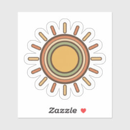 Vintage Boho Zon Sticker – Retro Minimaal Aards
