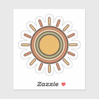 Vintage Boho Zon Sticker – Retro Minimaal Aards
