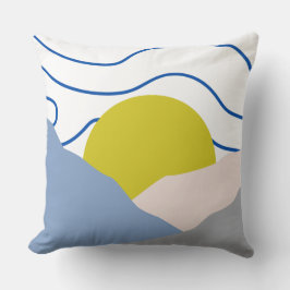 Vintage Boho Zonsondergang blauw & geel modern ret Kussen