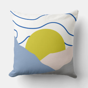 Vintage Boho Zonsondergang blauw & geel modern ret Kussen