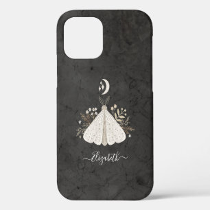 Vintage Boho Zwart Witte Vlinder iPhone 12 Hoesje