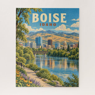 Vintage Boise Idaho Silhouette Rivierfront Legpuzzel
