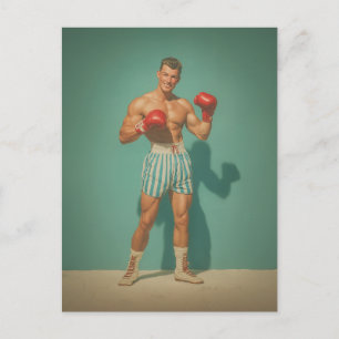 Vintage Bokser in Gestreepte Shorts Briefkaart
