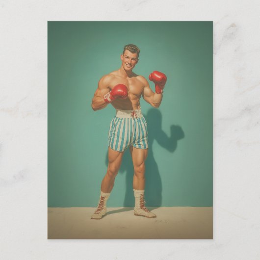 Vintage Bokser in Gestreepte Shorts Briefkaart (Voorkant)