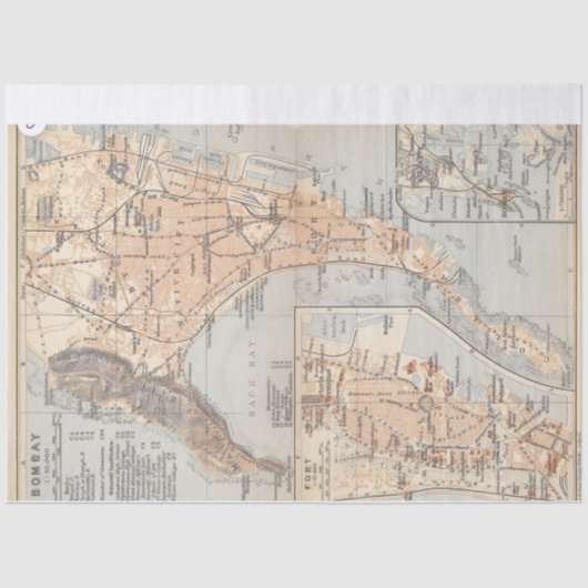 Vintage Bombay map Tissuepapier (Voorkant)