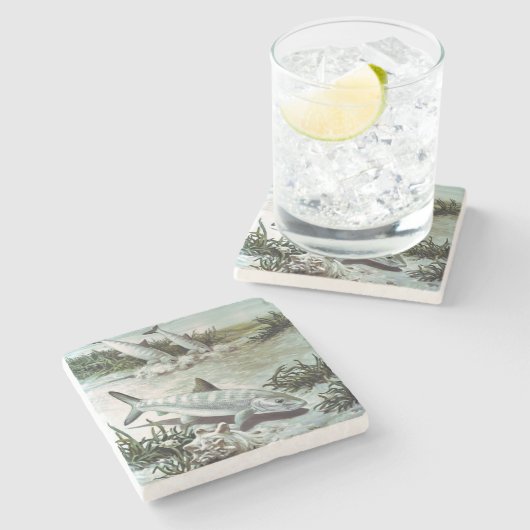 Vintage Bonefish Underwater Scene Stenen Onderzetter (Zijkant)