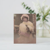 Vintage Bonne Annee Winter Briefkaart (Staand voorkant)