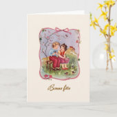 Vintage Bonne French Birthday Card Kaart (Gele Bloem)
