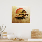 Vintage Bonsai Sunset Poster (Keuken)