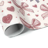 Vintage Boog & Hart Romantisch Inpakpapier (Rol Hoek)