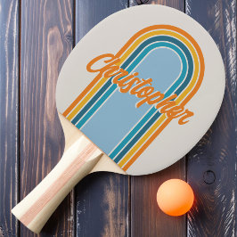 Vintage Boog Retro Regenboog met Naam Tafeltennisbatje