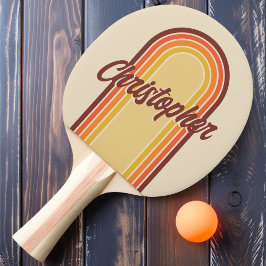 Vintage Boog Retro Strepen met Naam Tafeltennisbatje