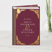Vintage Book Burgundy Gold Floral Folded Wedding (Voorkant)