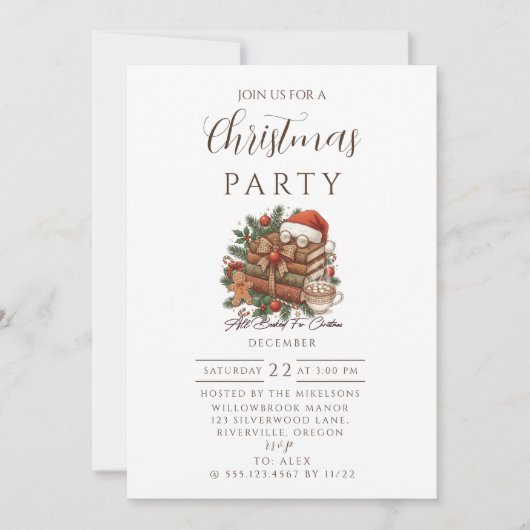 Vintage Book Lover Christmas Kaart (Voorkant)