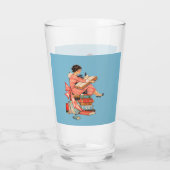 Vintage Book Lover Reading Illustration Glas (Achterkant)