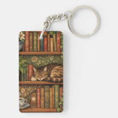 Vintage book shelf with cat and coffee sleutelhanger (achterkant)