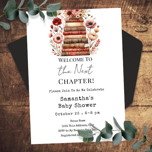 Vintage Books Next Chapter Baby Shower Invitation Kaart
